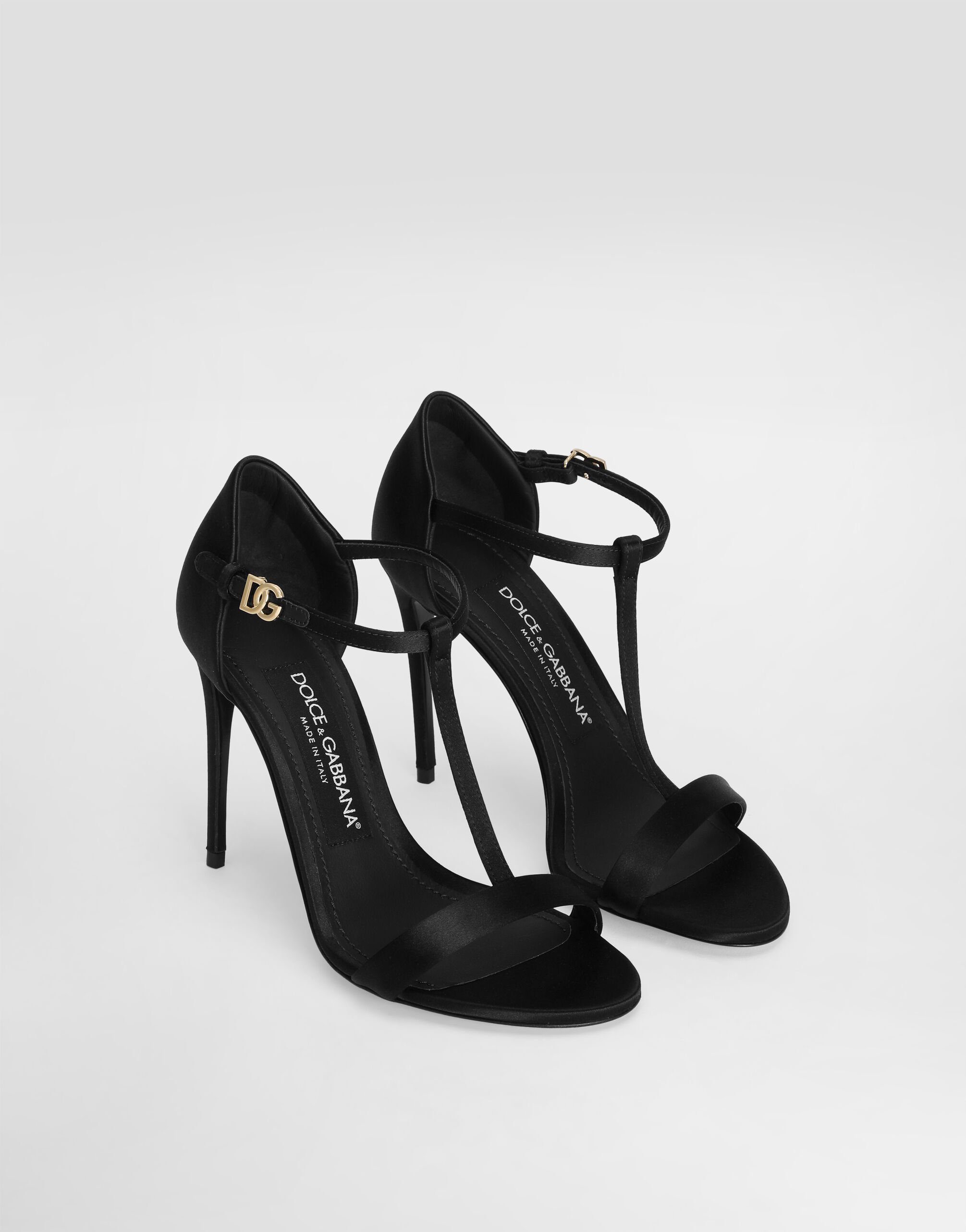Satin T-bar sandals in Black for Women | Dolce&Gabbana® US