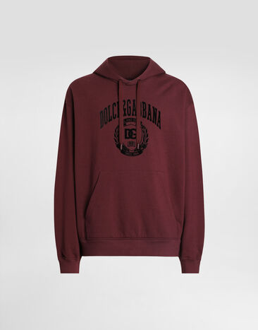 Dolce & Gabbana Cotton hoodie with logo Brown G5MM6TFUFLL