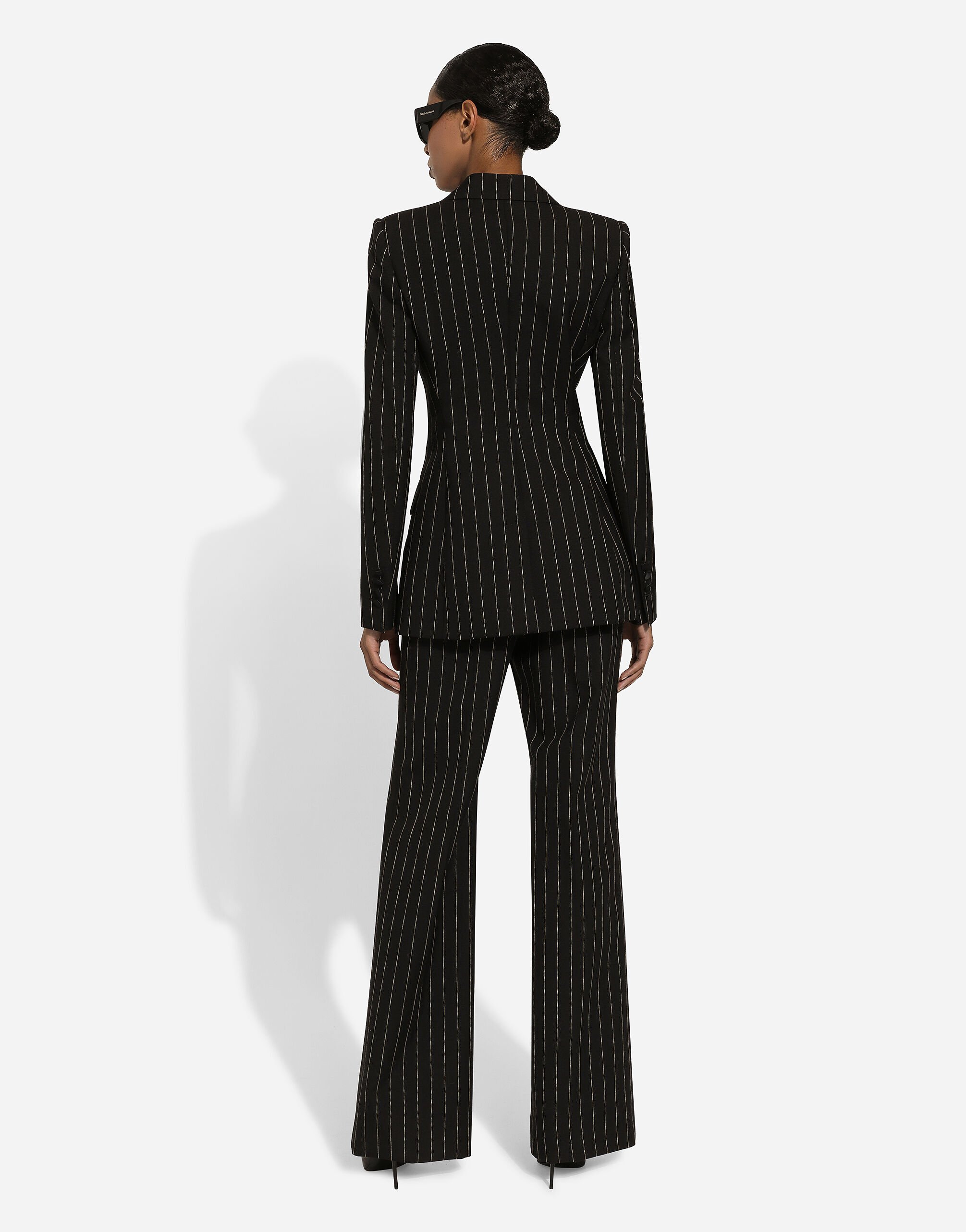 Double-breasted pinstripe wool Turlington jacket in