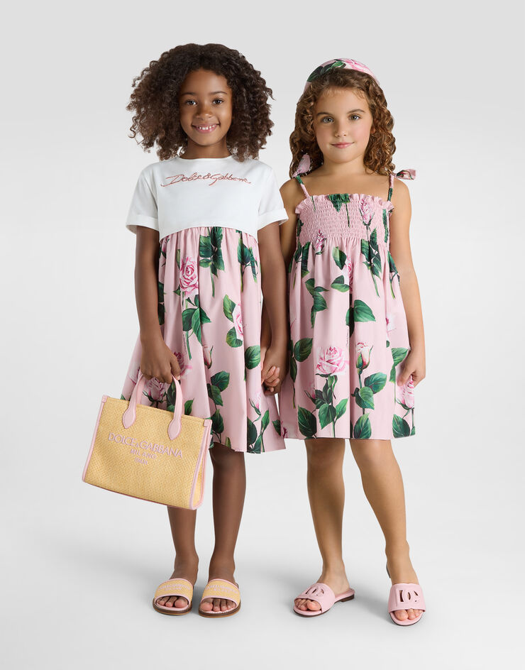 Dolce & Gabbana Robe en popeline à imprimé roses Imprimé L54DE0HS5S7