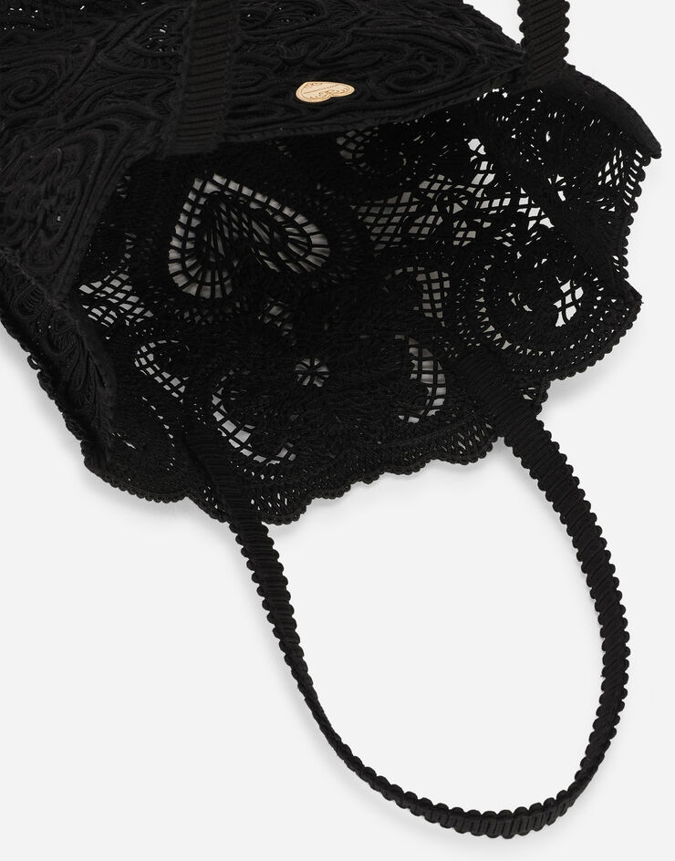 Dolce & Gabbana Bolso shopper Beatrice mediano con bordado en cordonetto Negro BB6927AW717
