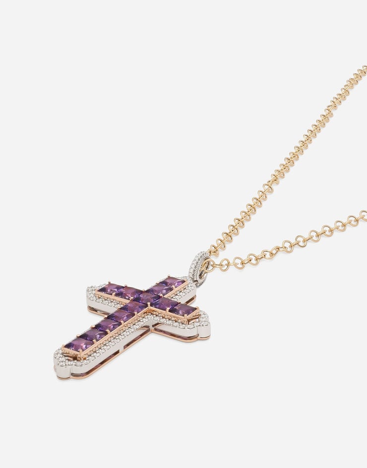 Dolce & Gabbana Tradition pendant in rose and white gold 18kt with amethystes and diamonds Yellow WAQP3GWAME1