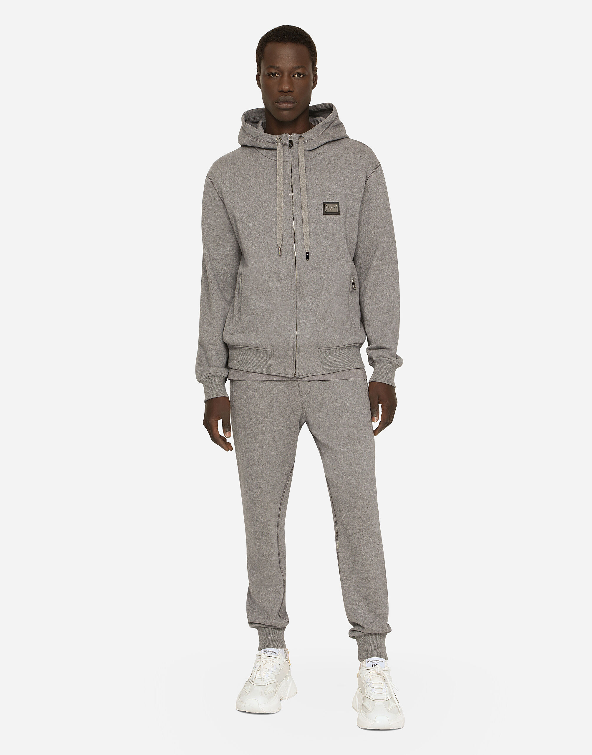 Jersey jogging pants with branded tag in Grey for Men Jersey jogging pants with branded tag in Grey for Men