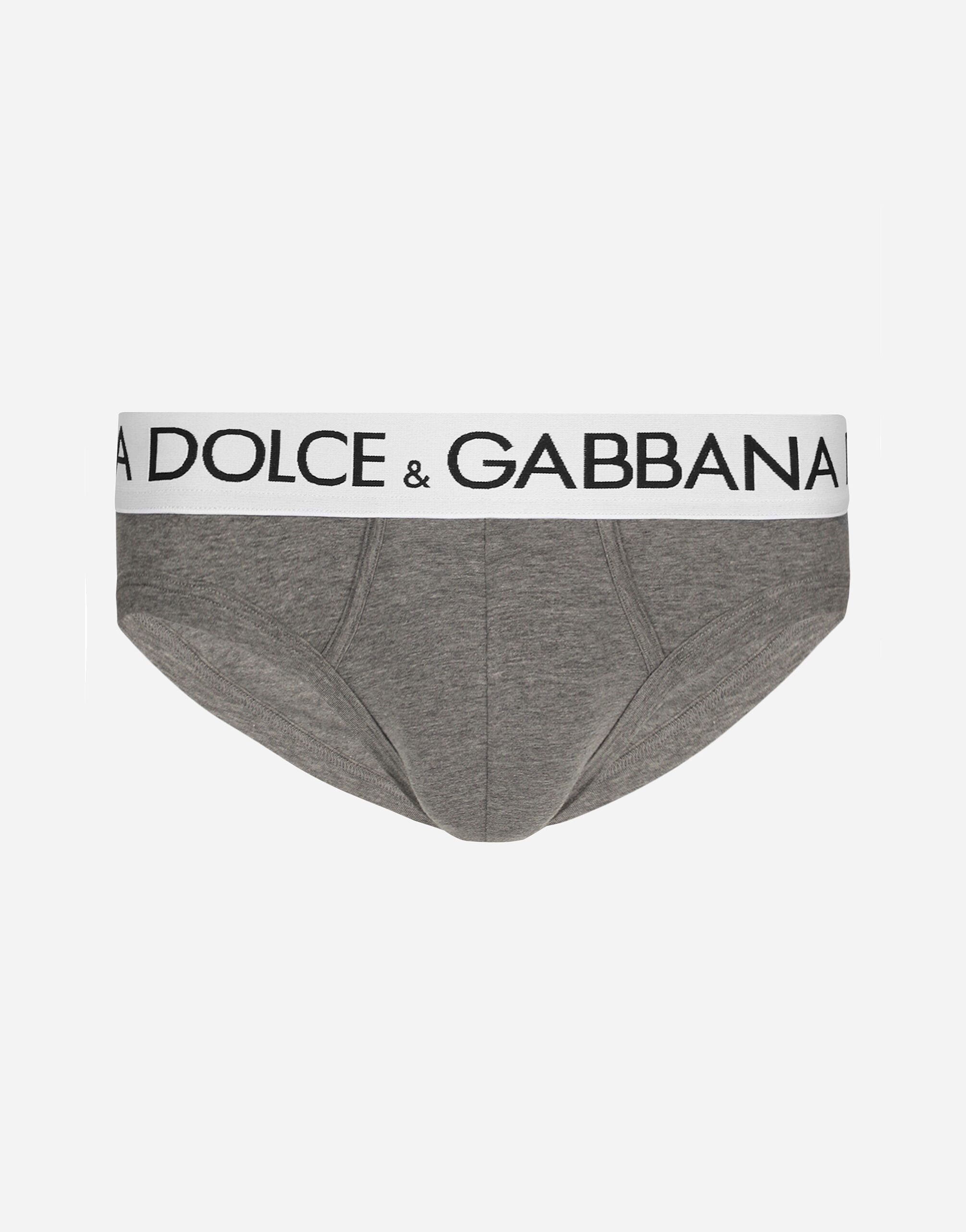 Mid rise briefs in two way stretch cotton jersey in Grey for Men