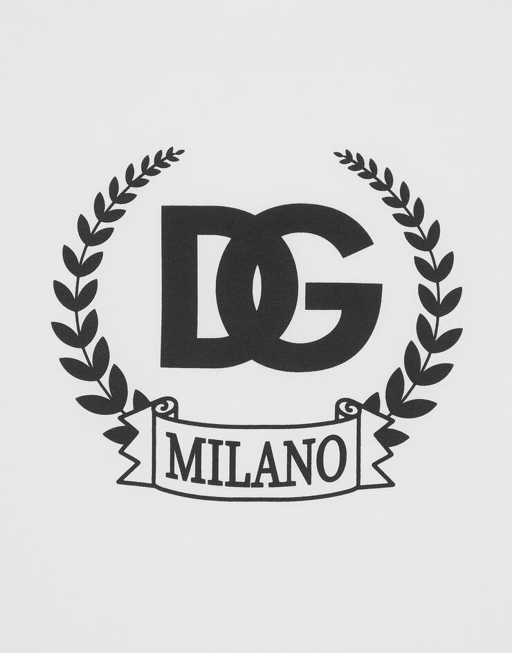 Dolce & Gabbana تيشيرت قطني بأكمام قصيرة وطبعة DG أبيض G8RN8TG7M8U