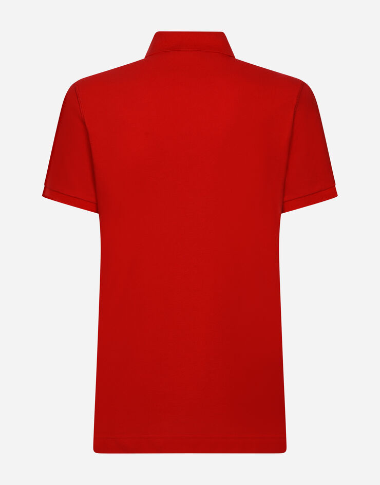 Dolce & Gabbana Cotton piqué polo-shirt with branded tag Bordeaux G8PL4TG7F2H