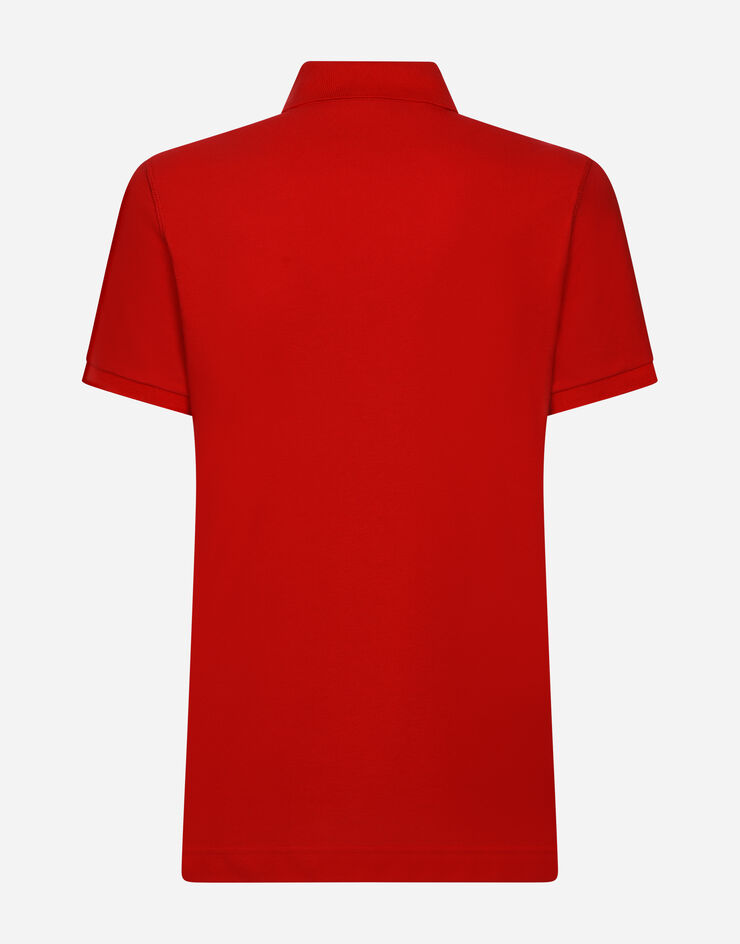 Dolce&Gabbana Cotton piqué polo-shirt with branded tag Bordeaux G8PL4TG7F2H