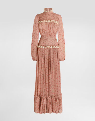 Dolce & Gabbana Small rose-print long chiffon dress Multicolor F612CTIS10I