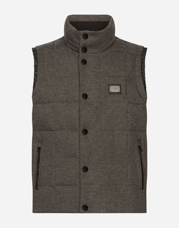 Dolce & Gabbana Jersey vest with branded tag Grey G9ABGTGF790