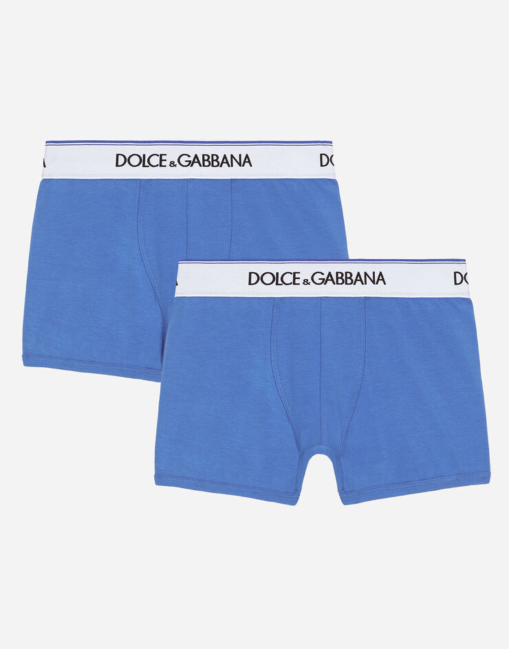 Dolce & Gabbana Bi-pack boxer in jersey con elastico logato Blu L4J701G7M5S