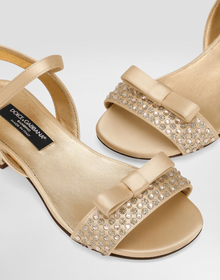 Dolce & Gabbana Satin sandals with glittery polka-dots and rhinestones Gold D11305A4772