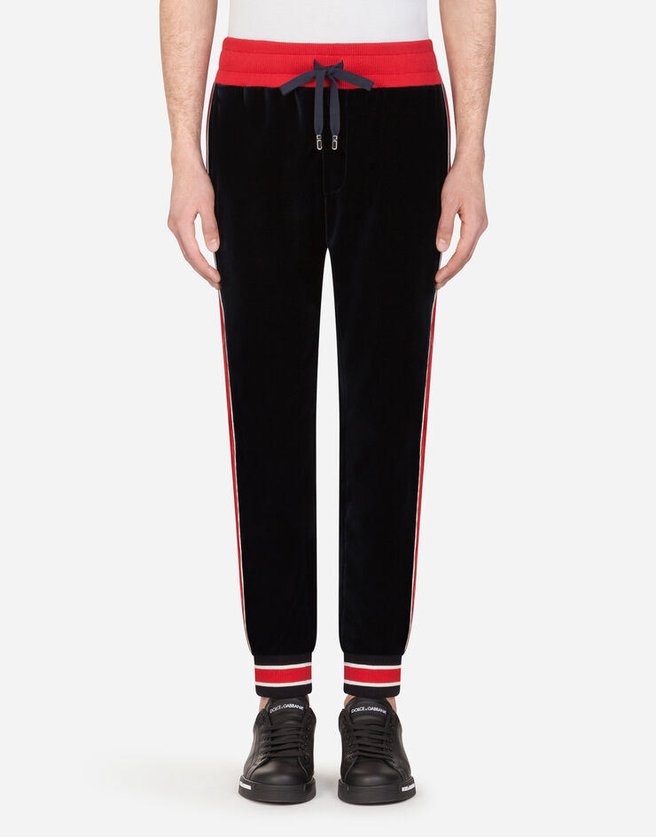 Dolce & Gabbana VELVET JOGGING PANTS BLUE GYUPATFUVJC
