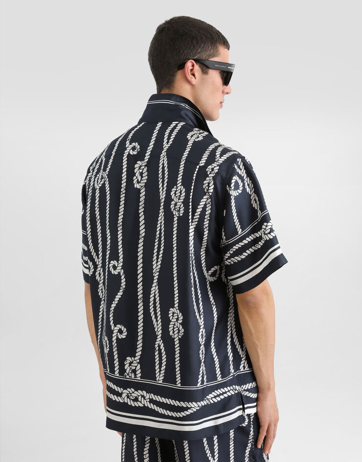 Dolce & Gabbana Camisa hawaiana en twill de seda con estampado marinero Dolce & Gabbana Camisa hawaiana en twill de seda con estampado marinero Multicolor G5JH9THI143