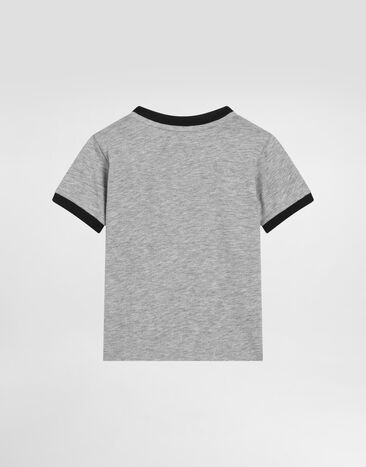 Dolce & Gabbana Short-sleeved jersey t-shirt with Dolce&Gabbana print Grey L1JTIWG7PCE