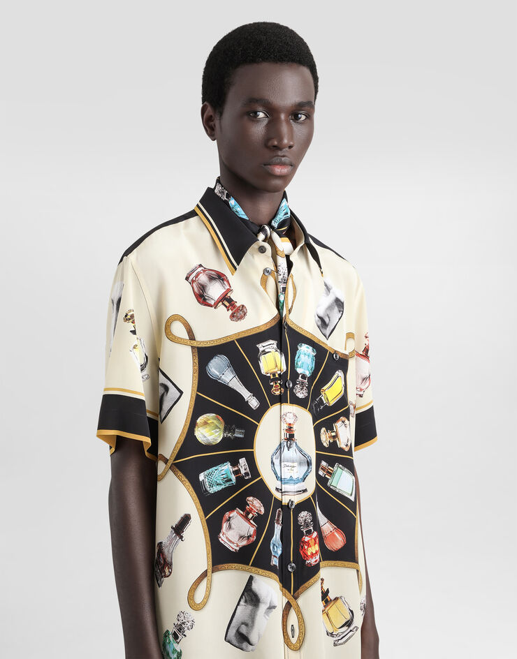 Dolce & Gabbana Silk shirt with perfume print Print G5LG9THI1V3