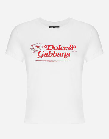 Dolce & Gabbana Jersey-T-Shirt mit Print Dolce&Gabbana Grün BB7158AW437