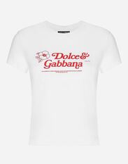 Dolce & Gabbana Jersey T-shirt with Dolce&Gabbana print Lilac FXO06TJFMBY