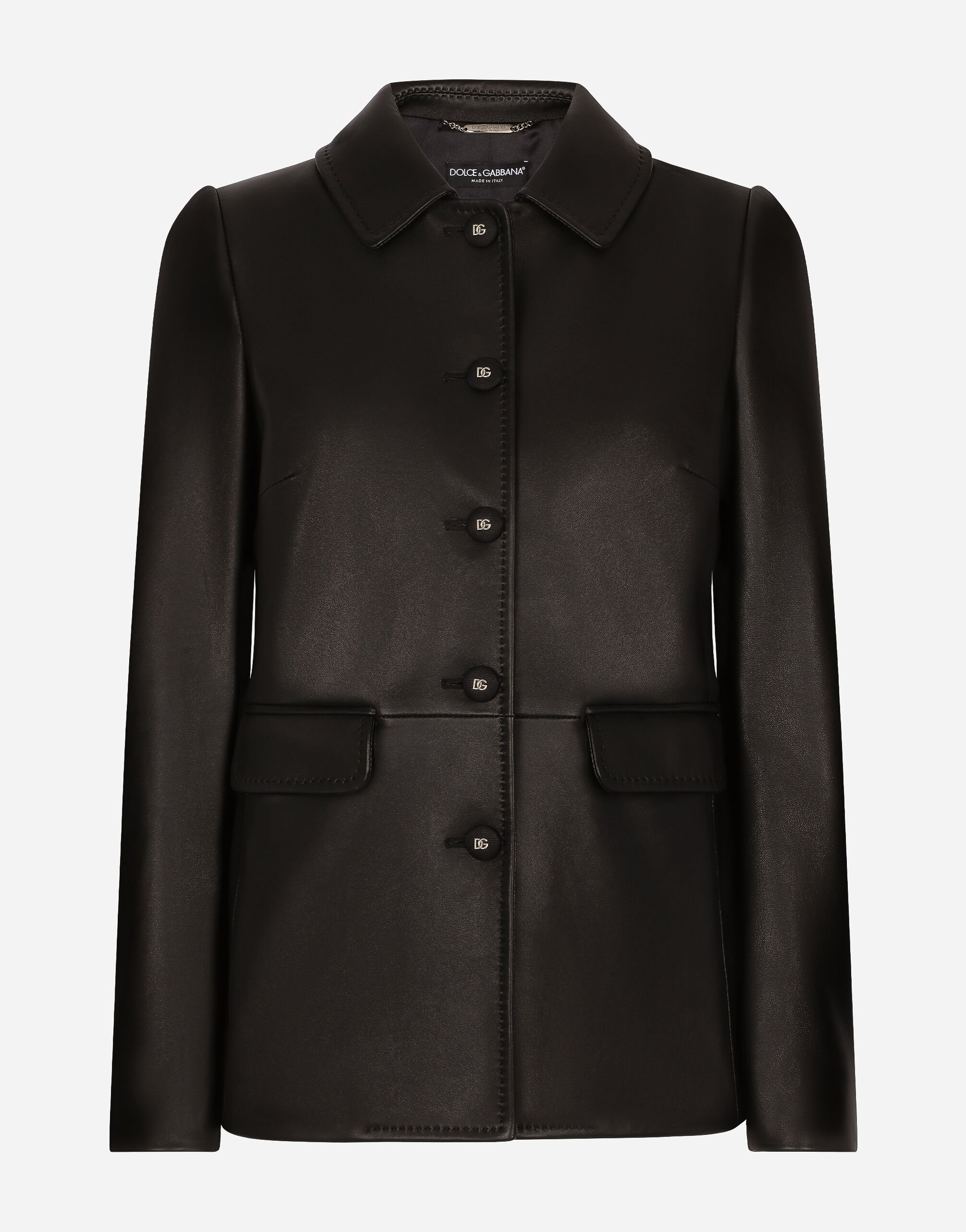 Veste en cuir d agneau en Noir pour femme Dolce Gabbana