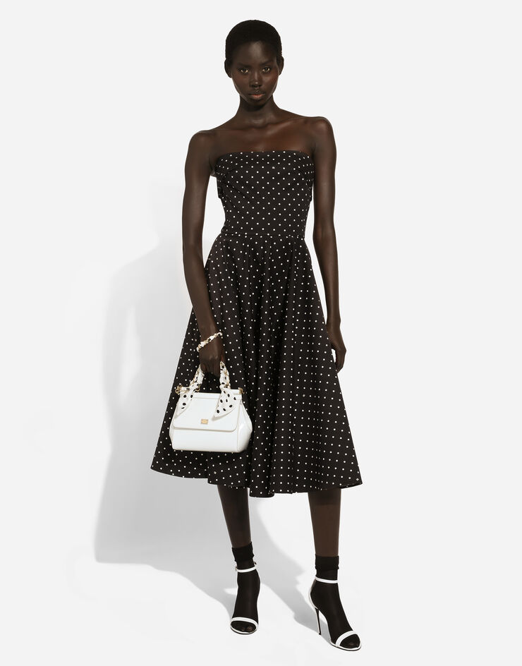 Dolce & Gabbana Cotton calf-length circle dress with polka-dot print Print F6JJBTFSFNP