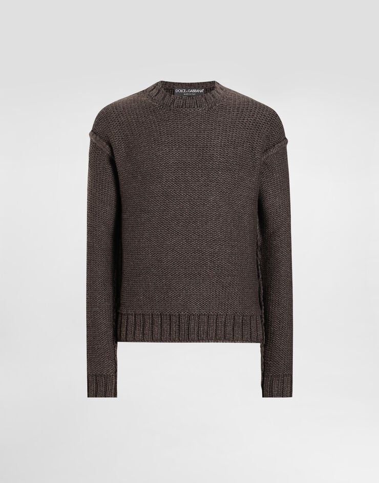 Dolce & Gabbana Pullover aus Wolle und Kaschmir Brown GXXAGTJGMC7