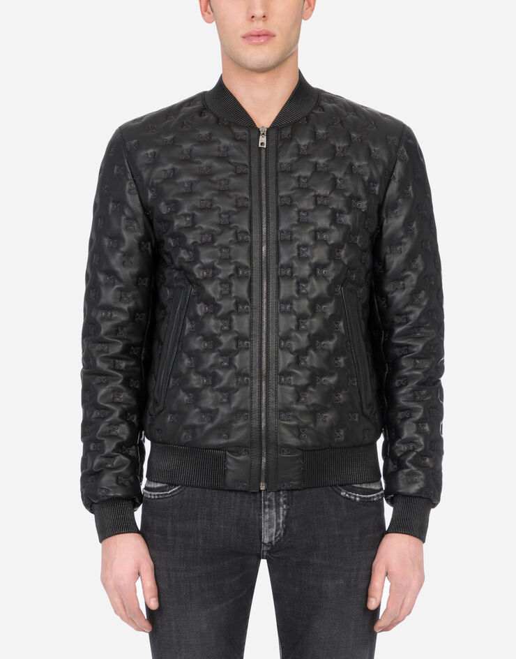 Dolce & Gabbana Quilted leather jacket with DG embroidery NERO G9SP0LHULJA