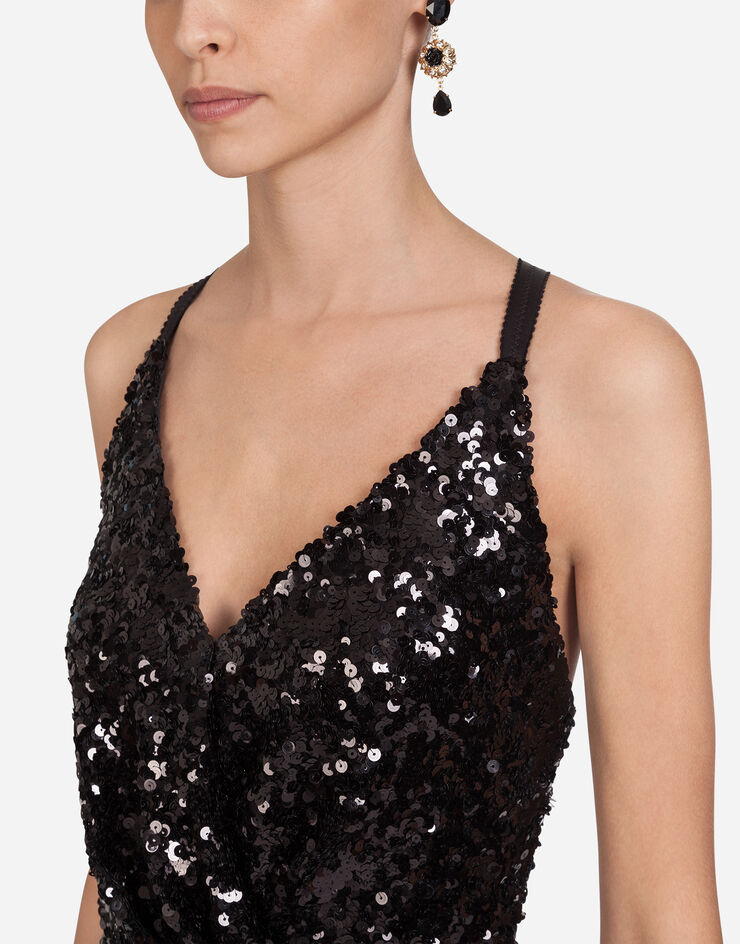 Dolce & Gabbana Short sequined dress NERO F6H7NTHLMZM