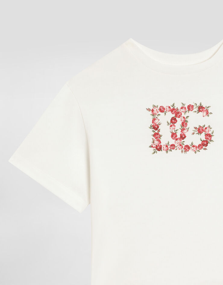 Dolce & Gabbana Jersey t-shirt with DG logo print White L5JTNLG7PVF