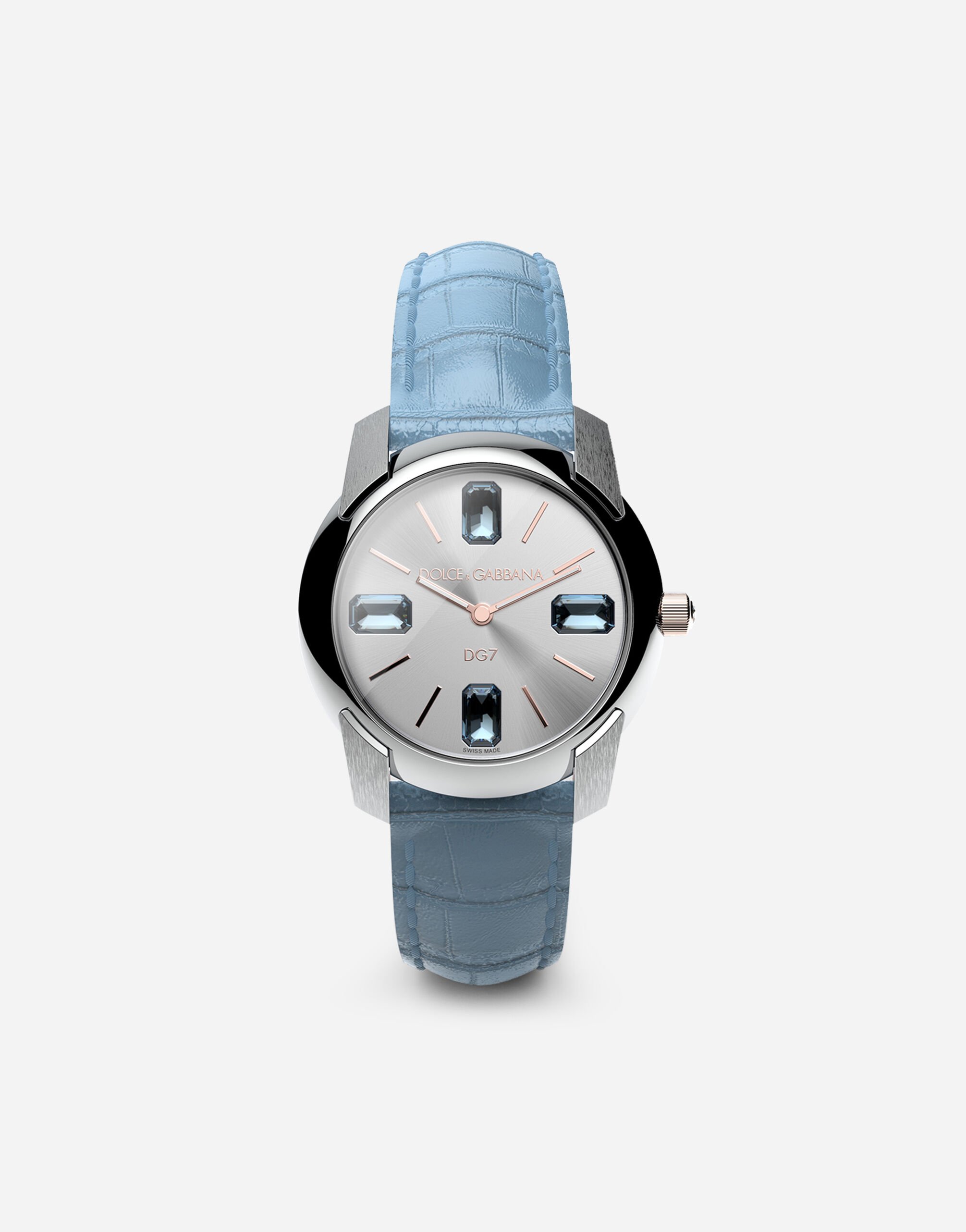 Watch with alligator strap in Light Blue for Women Dolce Gabbana