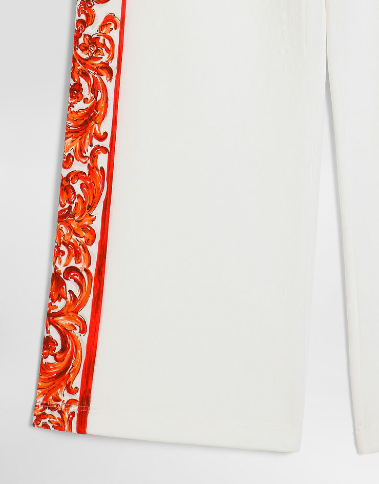 Dolce & Gabbana Majolica-print fleece trousers White L5JPI8G7P4K