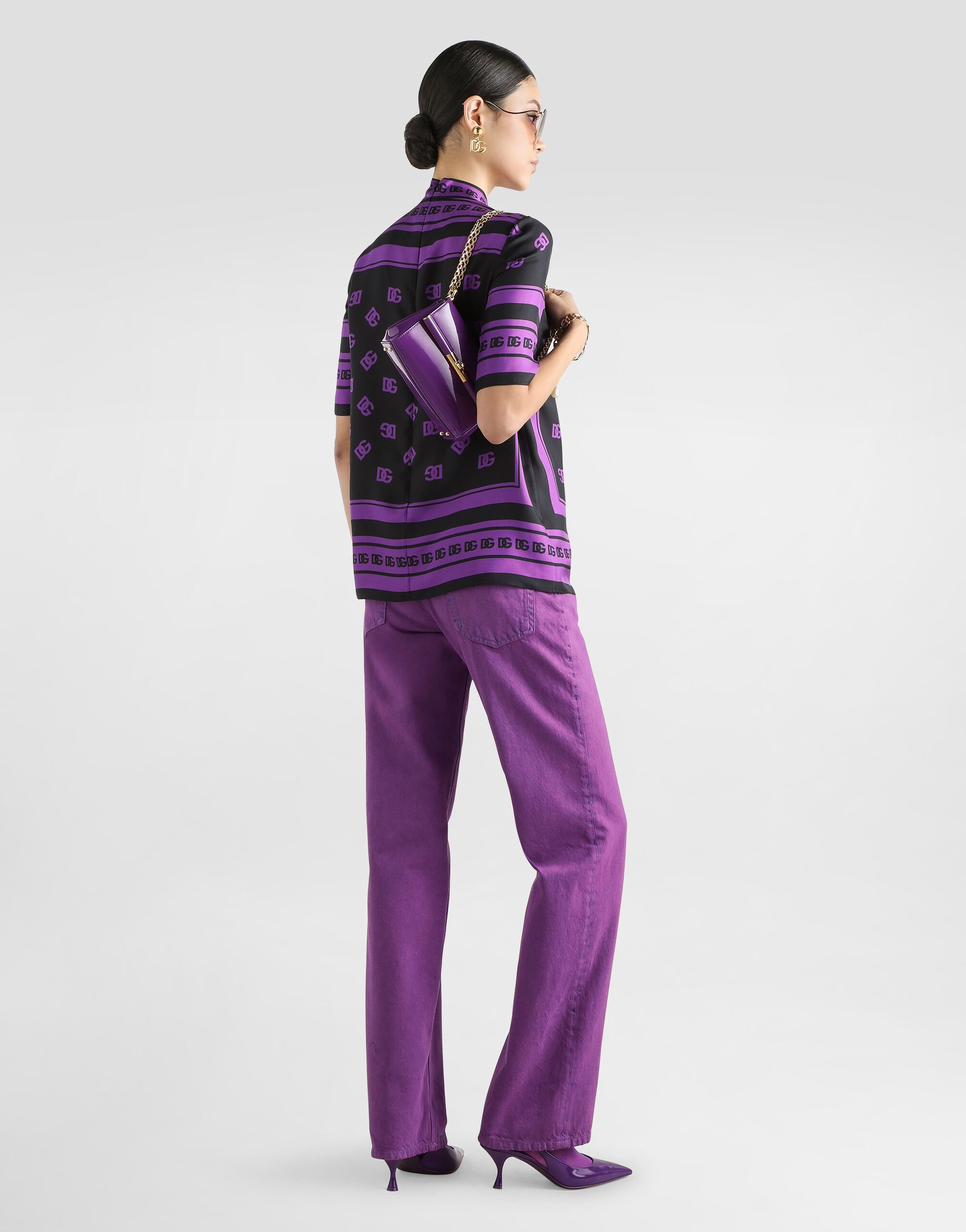 DG logo all-over print silk top in Print for Women | Dolce&Gabbana® US