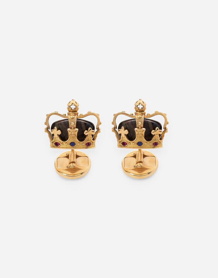 Dolce & Gabbana Crown yellow gold cufflinks with iron eye Yellow Gold WFKK1GWIE01