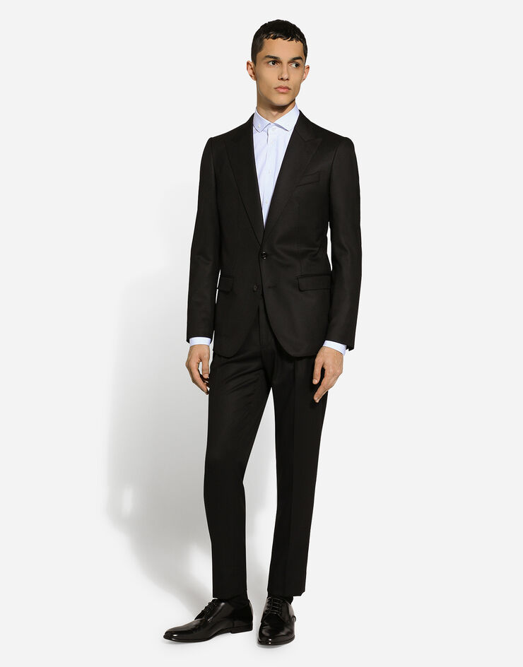 Dolce & Gabbana جاكيت بقصة تاورمينا فلانيل بصف أزرار مفرد أسود G2NW0TGI251