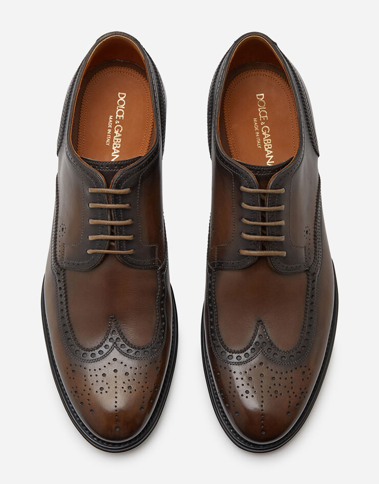 Dolce & Gabbana Brogue derby in giotto paint calfskin BEIGE A10533AX038