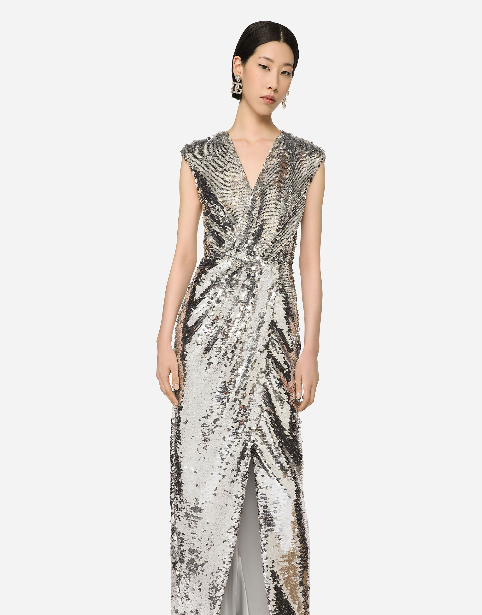 Long sequined dress with draping - thumbnail 5