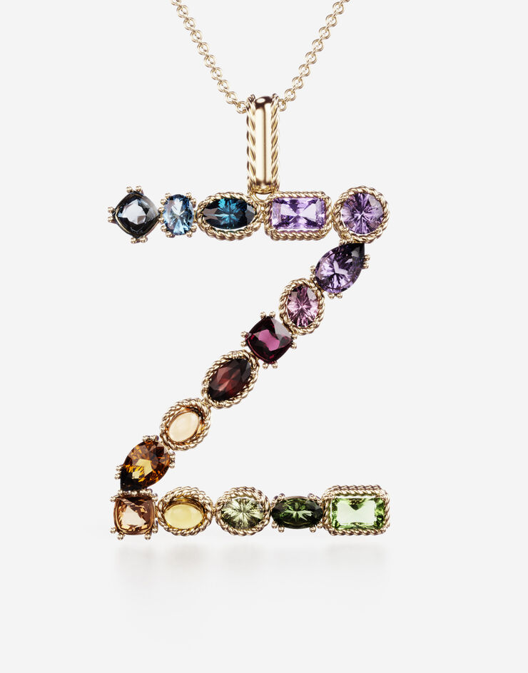 Dolce & Gabbana 멀티컬러 고급 보석 장식 옐로 골드 레인보우 알파벳 Z 펜던트 골드 WAMR2GWMIXZ
