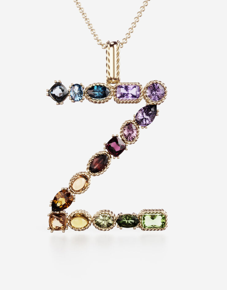 Dolce & Gabbana Pendente Z Rainbow Alphabet con gemme multicolor Oro WAMR2GWMIXZ