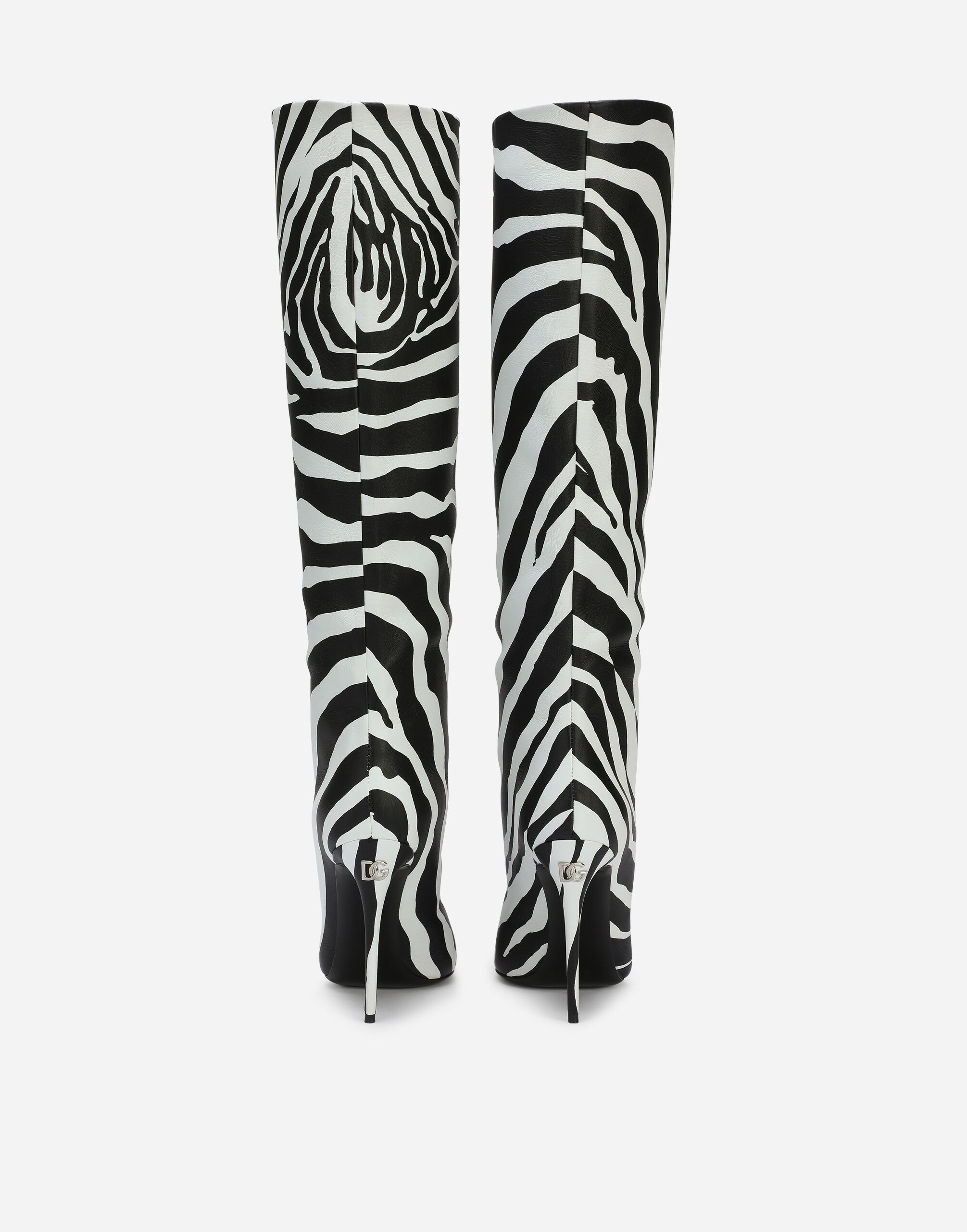 Zebra print nappa leather boots in Multicolor for Women Dolce Gabbana US