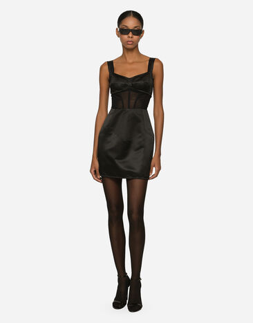 Dolce & Gabbana Short satin corset dress Black F6AUQTFUAB1