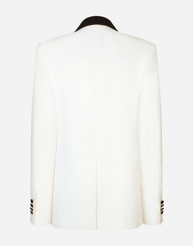 Dolce&Gabbana Double-breasted wool crepe jacket with tuxedo lapels White F29XKTFURF3