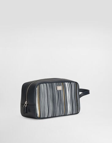 Dolce & Gabbana Stripe-print toiletry bag in calfskin Multicolor BT3310A0843