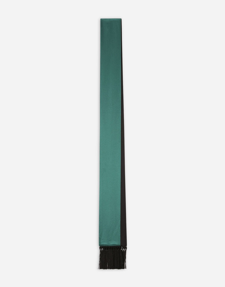 Dolce & Gabbana Sciarpa in raso di seta con frange Green GQ344EFU1AU