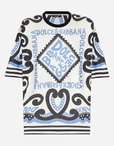 Dolce & Gabbana Camiseta de manga corta de seda con estampado Marina Imprima BM2274AQ061