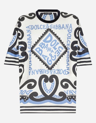 Dolce & Gabbana T-shirt en soie à manches courtes et imprimé marine Imprimé G5JH9TIS1SG