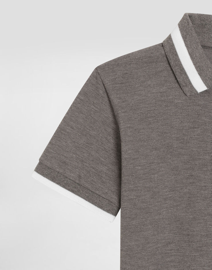 Dolce & Gabbana Piqué polo shirt with Dolce&Gabbana embroidery Grey L4JTGWG7PFM