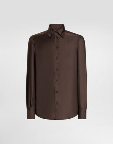 Dolce & Gabbana Martini shirt in silk twill Brown G5MM4TFU10S