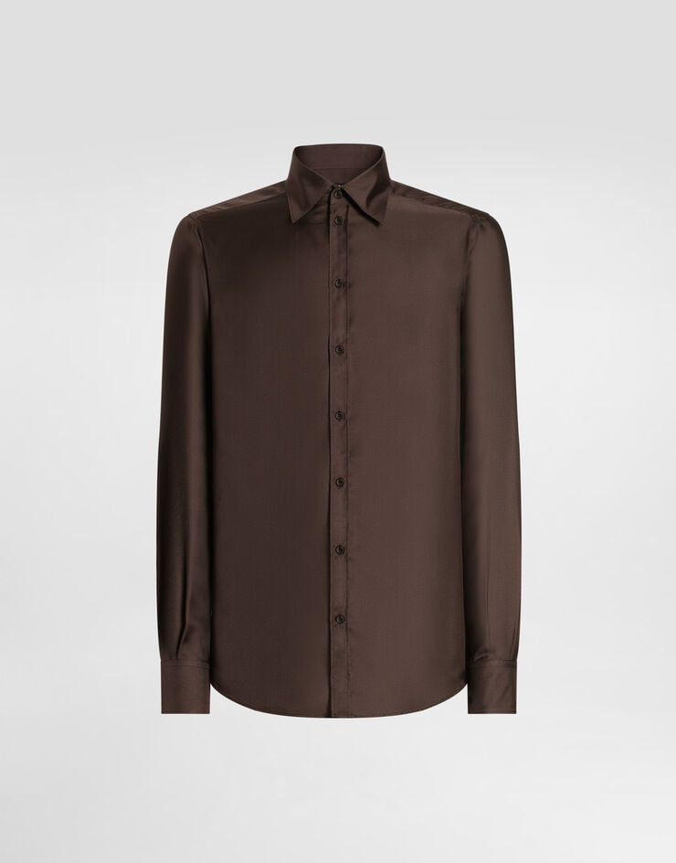 Dolce & Gabbana Martini shirt in silk twill Brown G5MM4TFU10S