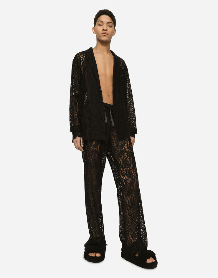 Dolce&Gabbana Camisa de encaje cordonetto Negro G5KG2THLM3T