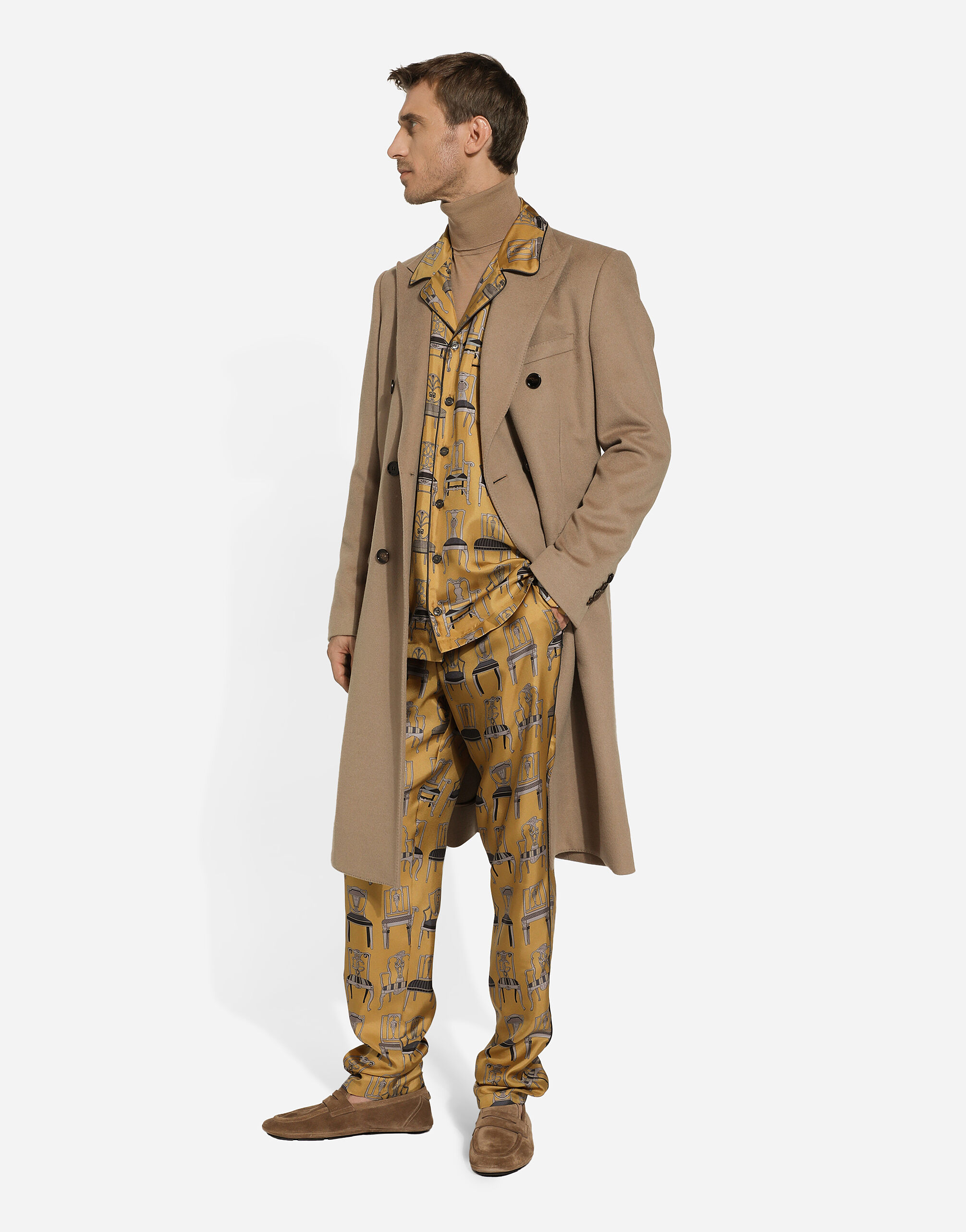 Printed silk twill jogging pants in Print for Men