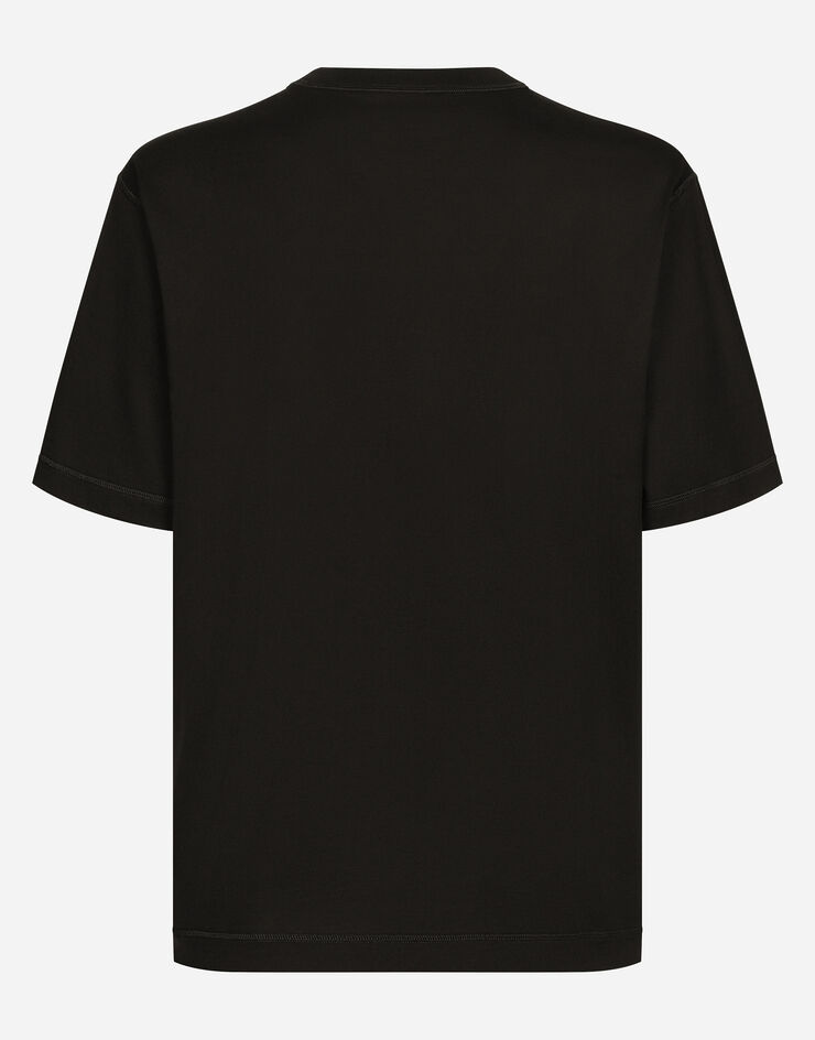 Dolce & Gabbana T-shirt en coton avec broderie logo Noir G8PN9ZG7NYE