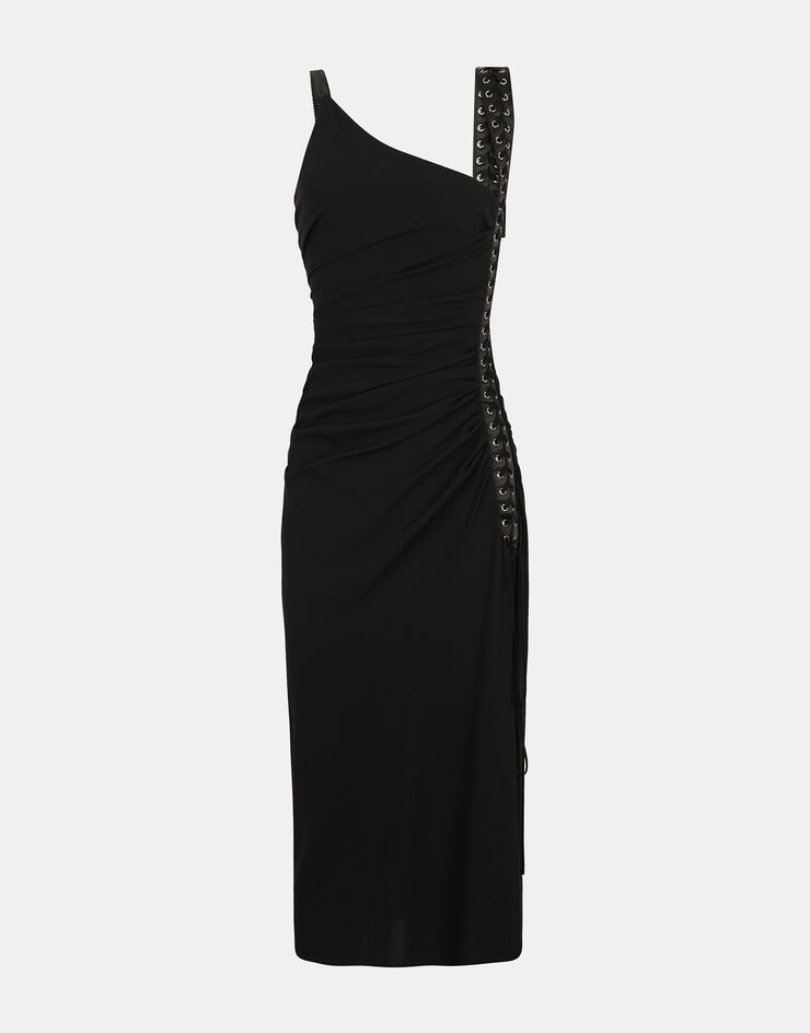 Dolce & Gabbana Sable calf-length dress with laces and eyelets черный F6ZB7TFURGC
